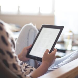 Woman looking at an iPad