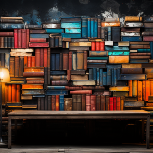 Una gran biblioteca llena de libros.