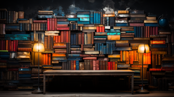 Una gran biblioteca llena de libros.